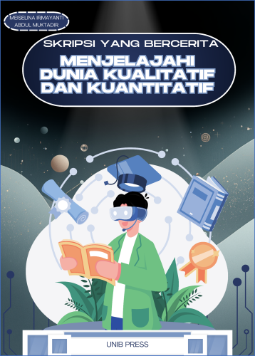 Di balik setiap halaman skripsi, ada dua dunia yang sering dipisahkan: dunia angka yang menuntut ketegasan, dan dunia cerita yang menyimpan kedalaman. Buku SKRIPSI YANG BERCERITA: Menjelajahi Dunia Kualitatif dan Kuantitatif hadir sebagai ajakan untuk menyatukan keduanya agar penelitian tidak hanya benar secara teknis, tetapi juga bermakna bagi manusia dan konteksnya. Buku ini disusun secara bertahap dan aplikatif. Buku ini memandu pembaca sejak merumuskan masalah, menajamkan pertanyaan riset, memilih desain dan metode yang sesuai, hingga mengolah data, menyajikan temuan, serta menulis pembahasan yang logis, jernih, dan dapat ditelusuri.  Pembaca diajak memahami bahwa kuantitatif bukan sekadar hitung-hitungan, melainkan cara membaca pola dan hubungan. Sementara itu, kualitatif bukan sekadar bercerita, melainkan cara menafsirkan pengalaman dan makna dengan disiplin. Keduanya bertemu dalam keterampilan menulis ilmiah yang rapi, berargumen, dan beretika. Lebih dari sekadar kumpulan langkah, buku ini menekankan integritas akademik, ketertiban sitasi, transparansi proses, dan keberanian mengakui keterbatasan. Hal ini bertujuan agar skripsi menjadi karya yang layak dipercaya, bukan sekadar dokumen kelulusan. Buku ini ditujukan bagi mahasiswa, dosen pembimbing, peneliti pemula, dan siapa pun yang ingin menulis skripsi dengan napas yang hidup. Buku ini menjadi kompas praktis sekaligus reflektif untuk menjaga makna di tengah derasnya data, sehingga penelitian tetap manusiawi, bertanggung jawab, dan relevan.